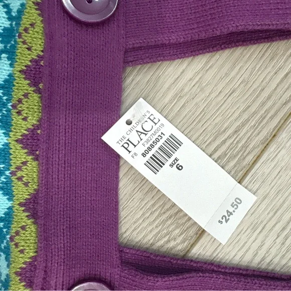 Colorful Fair Isle Knit Pinafore Dress - Purple, Teal & Pink size 6 new - Picture 2 of 2